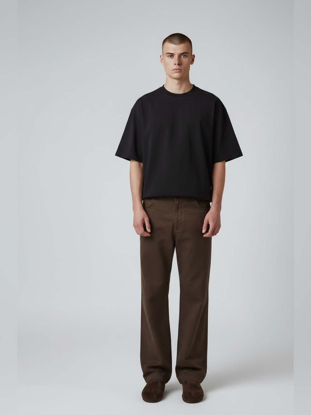 KOTN men’s chocolate brown cotton work pant carpenter trouser neutral minimal 34